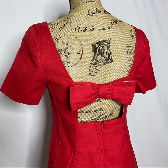 Maeve Anthropologie Red Short Sleeve Bow Dress‎ - Picture 6 of 10
